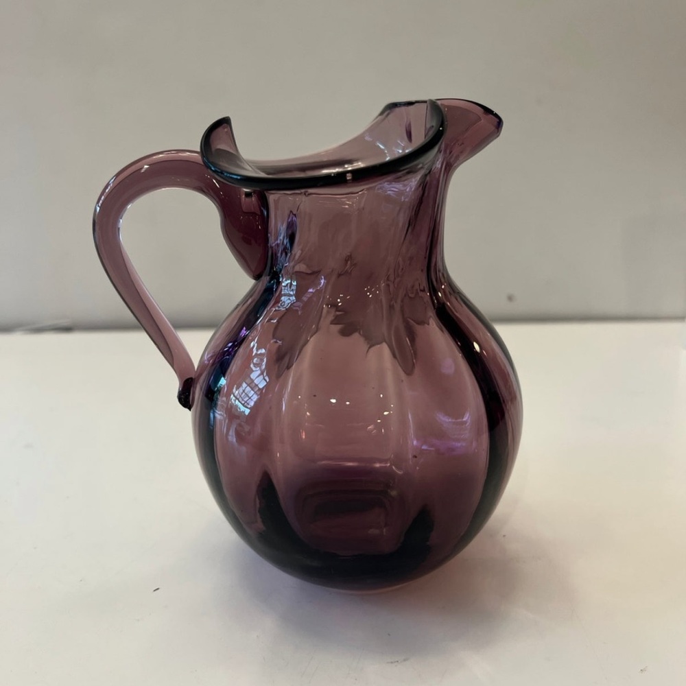 12 oz purple Colored Glass Pitcher 5 1/4" T x 5 " W w/Handle